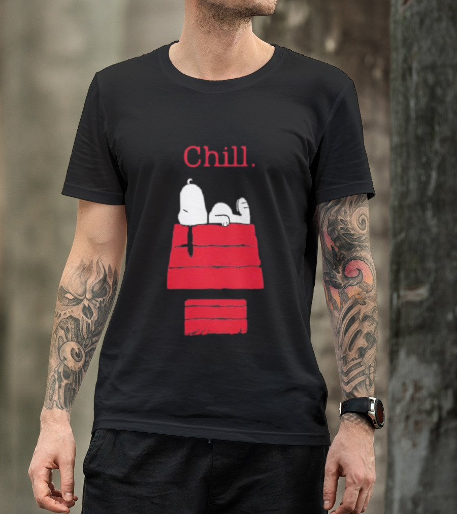 Peanuts Snoopy Chill Relaxing On Red Doghouse T-Shirt