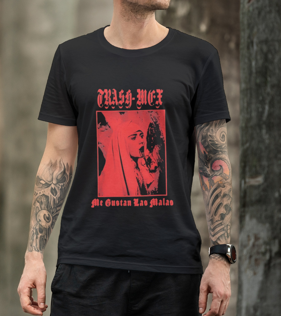 Trash Mex Me Gustan Las Malas Nun Iconic Red Nun T-Shirt