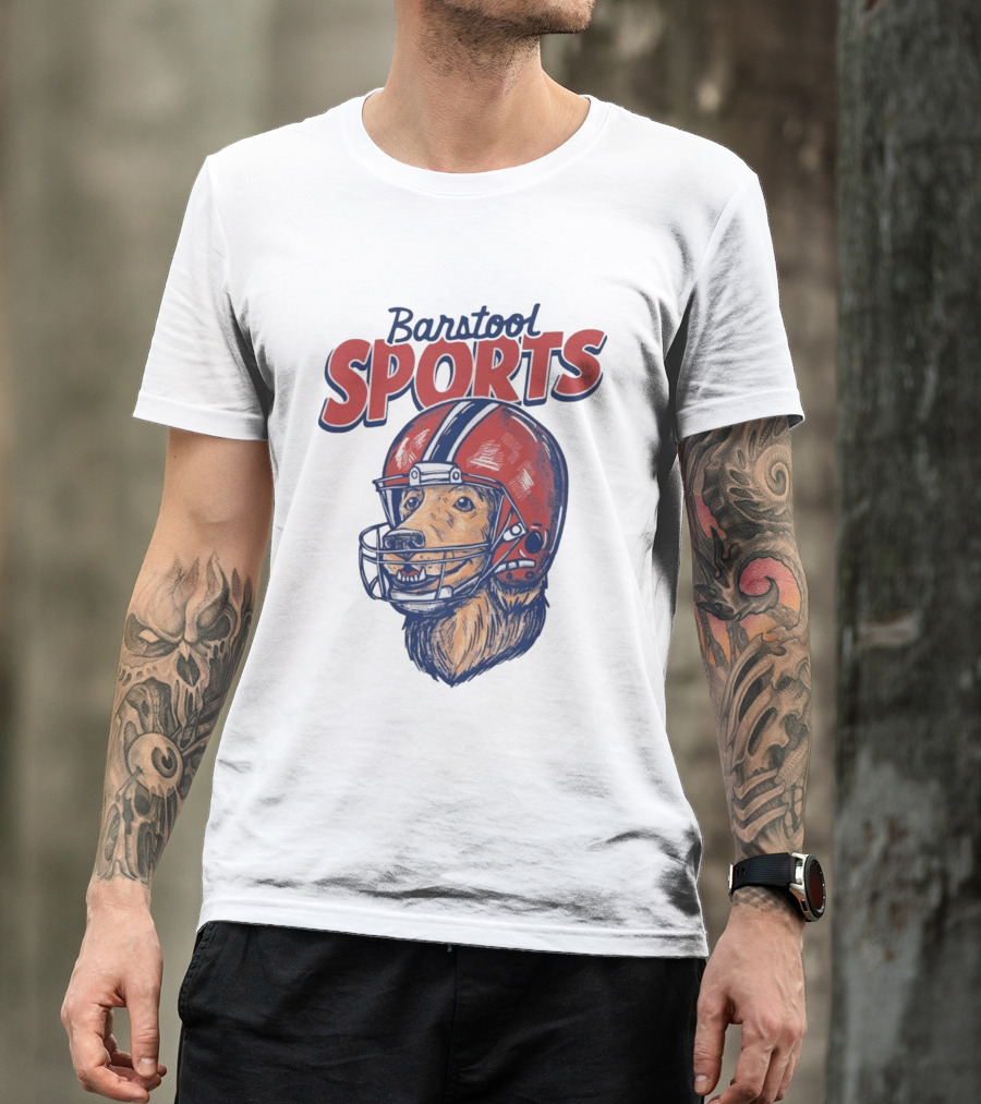 Barstool Sports Helmet Dog Red Football Fan T-Shirt