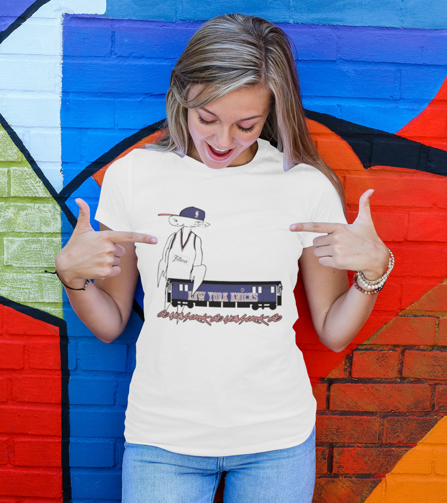 Futura New York Knicks Go New York Go Subway Train Basketball T-Shirt