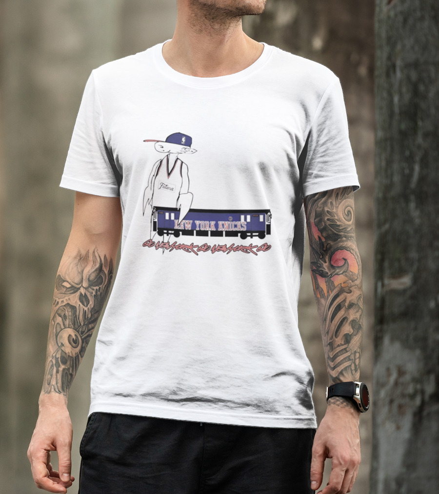 Futura New York Knicks Go New York Go Subway Train Basketball T-Shirt