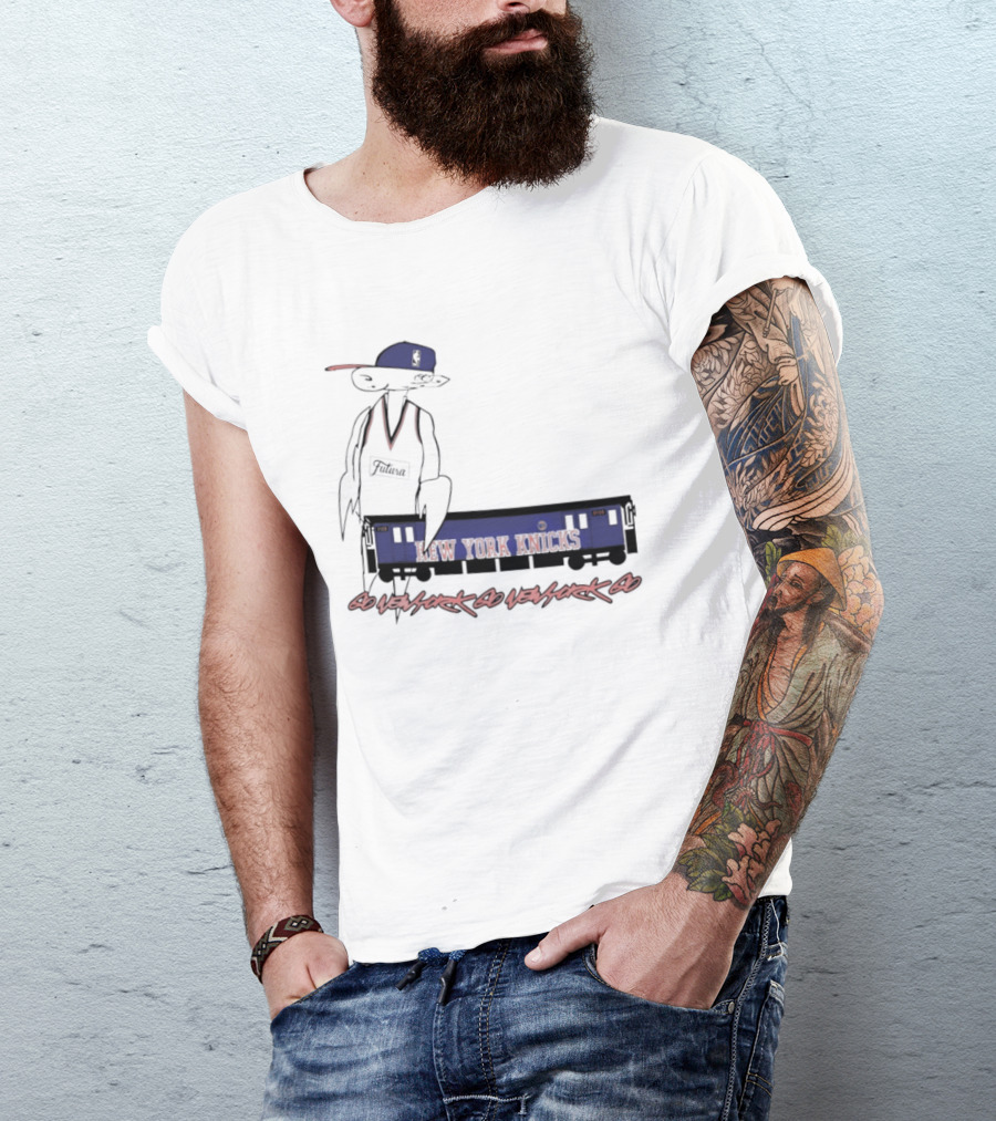Futura New York Knicks Go New York Go Subway Train Basketball T-Shirt