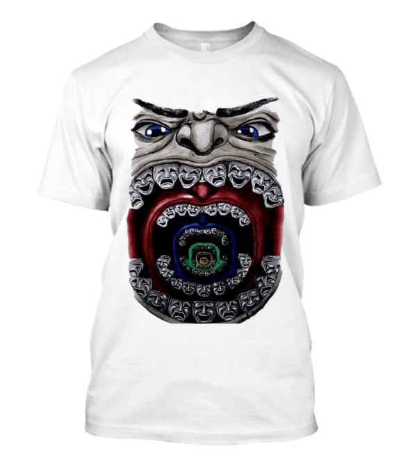 Surreal Face Theater Masks Mouth Optical Illusion T-Shirt