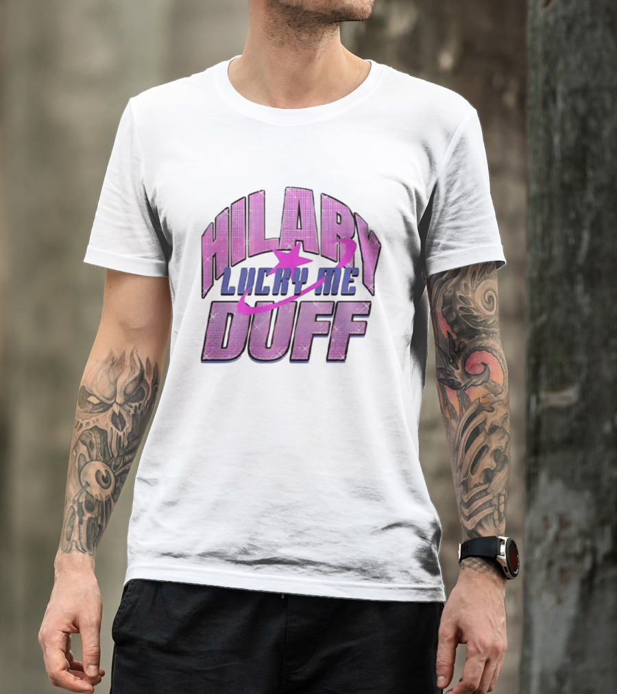 Hilary Duff Lucky Me Pink Glitter Star Planet Pop Singer T-Shirt