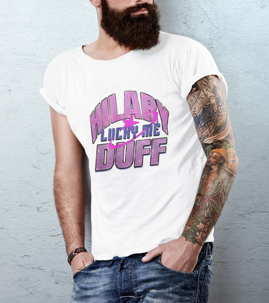 Hilary Duff Lucky Me Pink Glitter Star Planet Pop Singer T-Shirt