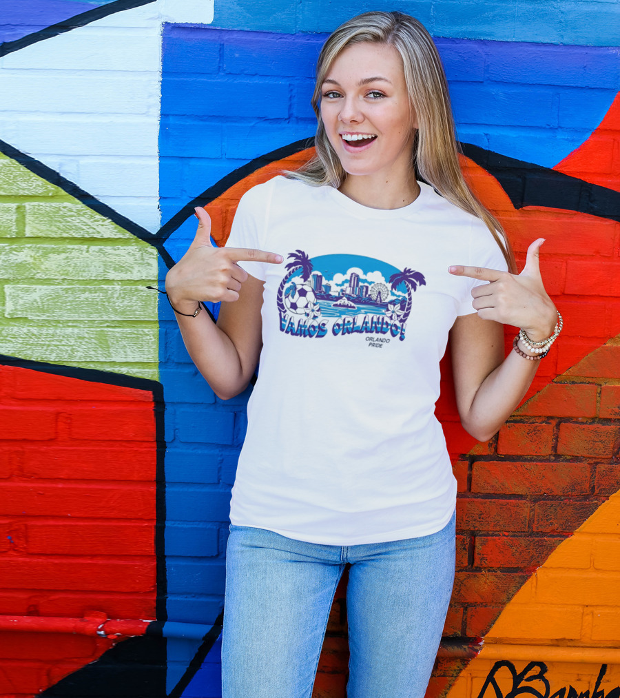 Vamos Orlando Orlando Pride Skyline Soccer Tropical Cityscape T-Shirt