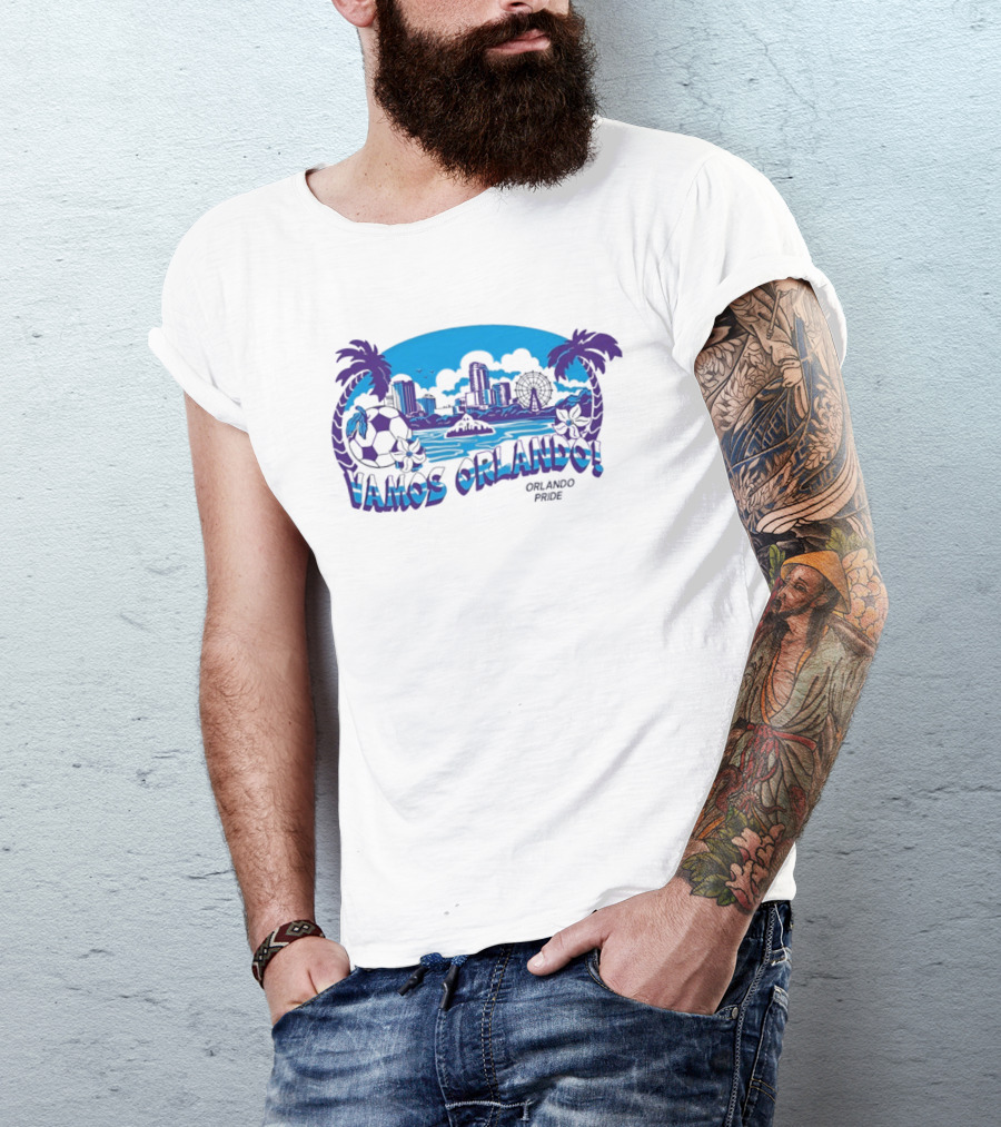 Vamos Orlando Orlando Pride Skyline Soccer Tropical Cityscape T-Shirt