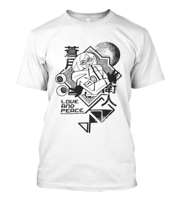 Love And Peace Anime Halftone Mecha Robot T-Shirt