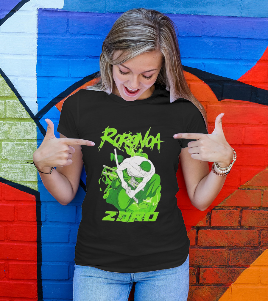 Roronoa Zoro Sword Fighter Anime Drawing T-Shirt