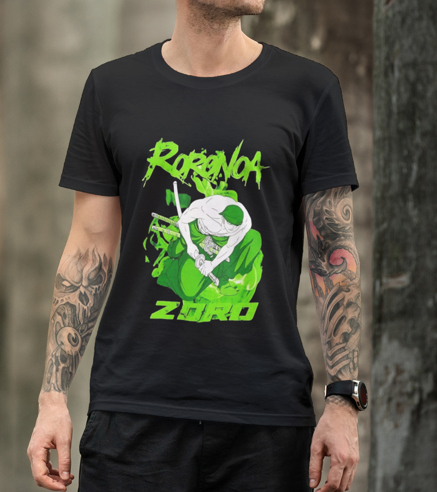 Roronoa Zoro Sword Fighter Anime Drawing T-Shirt
