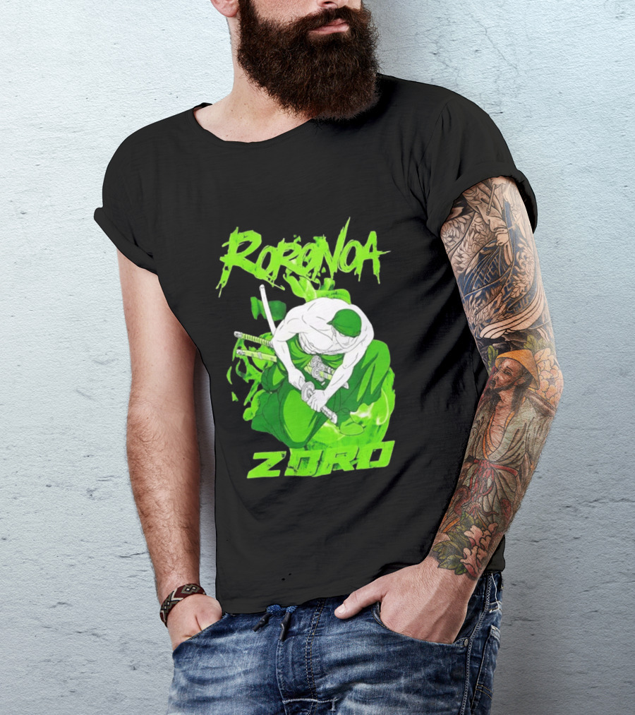 Roronoa Zoro Sword Fighter Anime Drawing T-Shirt