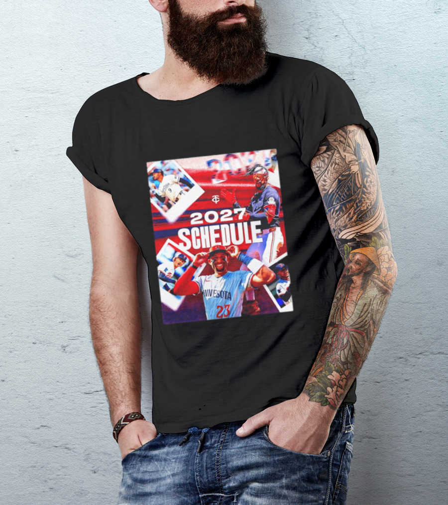 Minnesota Twins 2027 Schedule Collage With Players And Photos T-Shirt