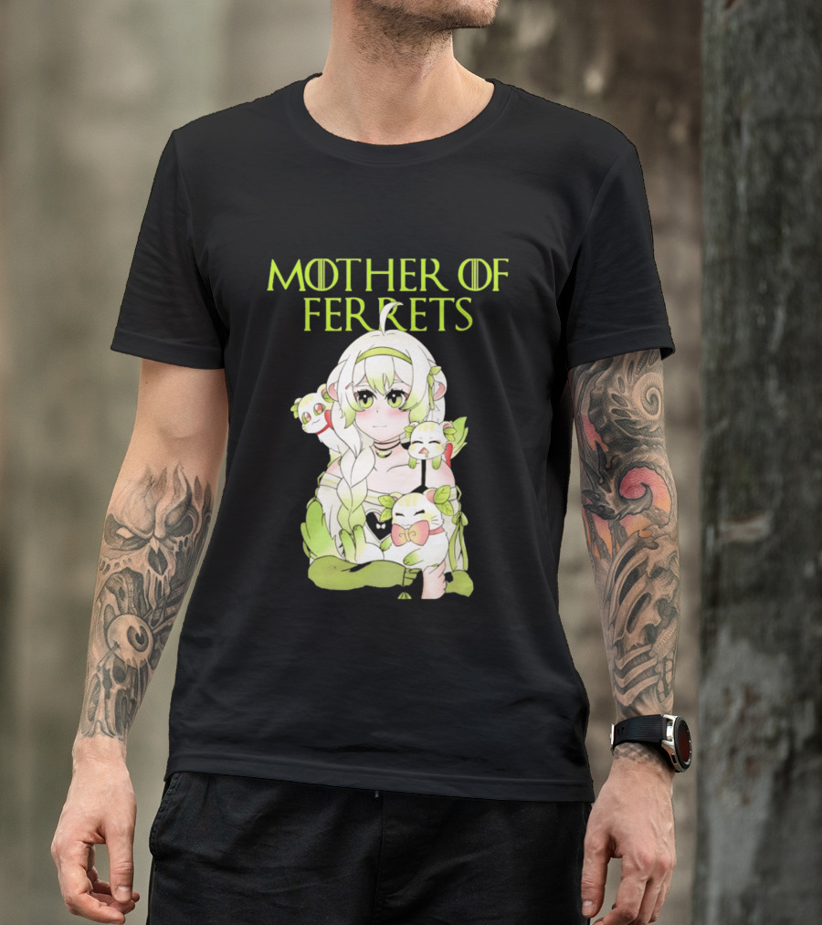 Mother Of Ferrets Anime Girl Ferret Lover Cute Kawaii T-Shirt