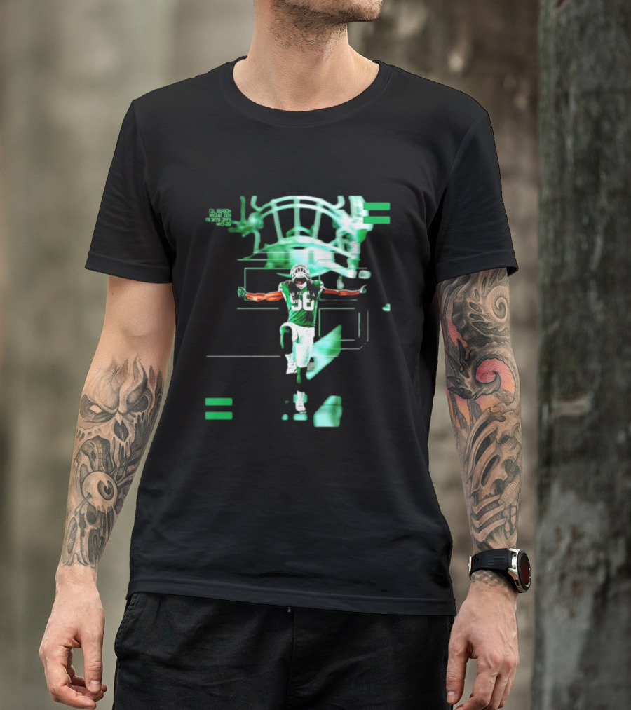 New York Jets 56 Days Til Season Countdown With Football Player And Helmet T-Shirt