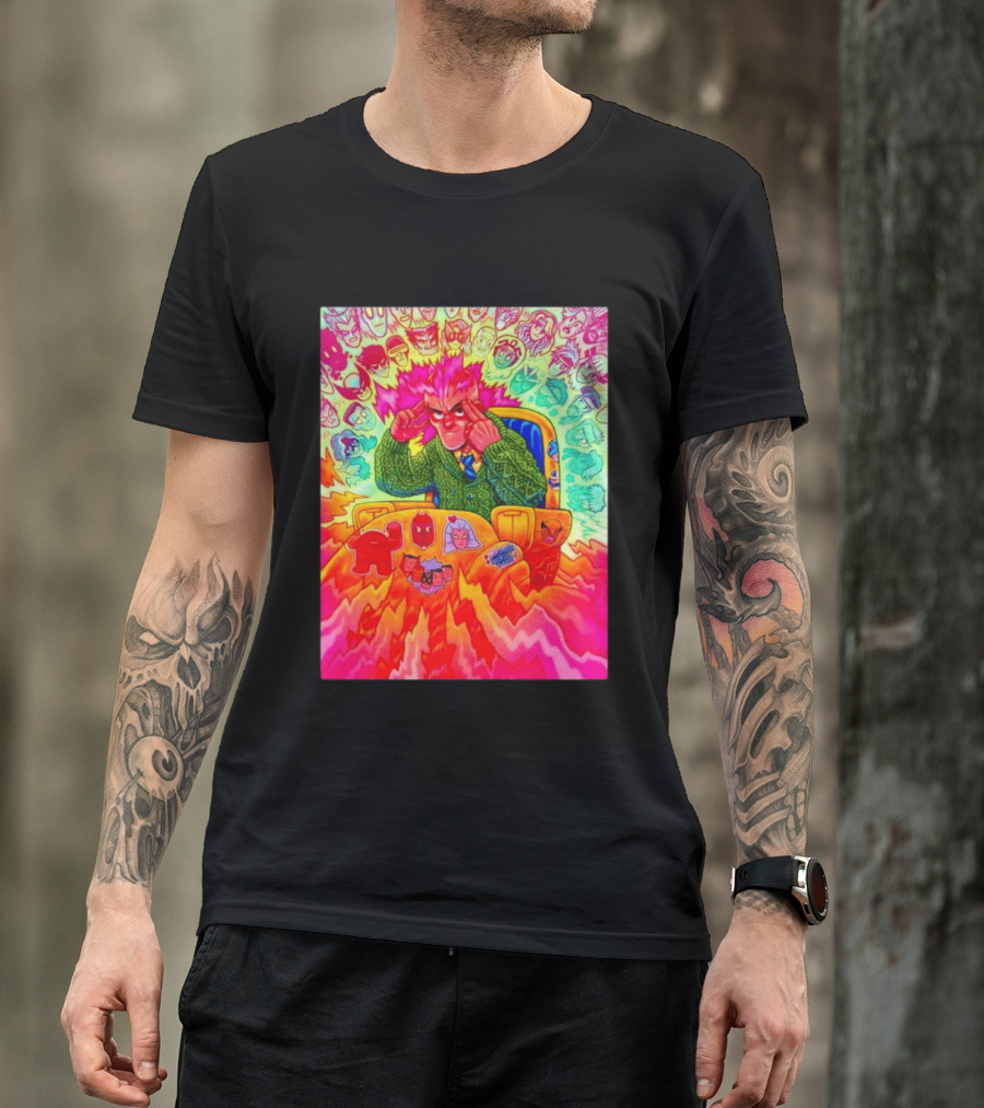 Professor X Dazzler World Tour X Men Collage Psychedelic Comic Art Marvel Characters T-Shirt