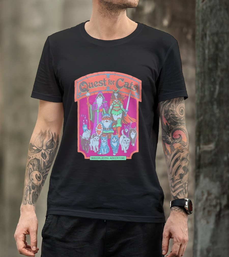 Quest For Cats Fantasy Roleplaying Adventure Mage Warriors And Cats T-Shirt