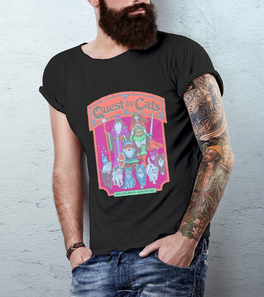 Quest For Cats Fantasy Roleplaying Adventure Mage Warriors And Cats T-Shirt