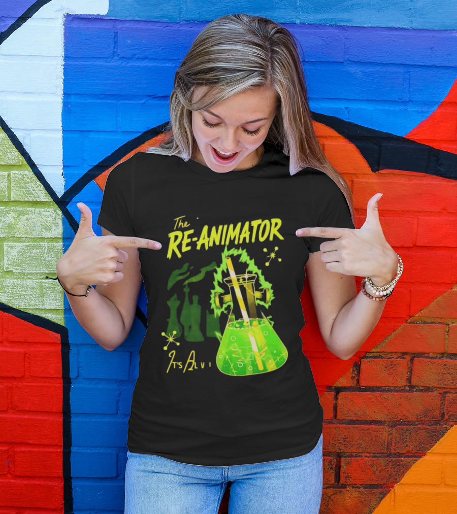 The Re Animator It's Alive Green Lab Flask Horror Film T-Shirt