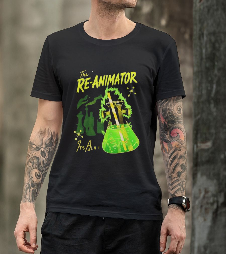 The Re Animator It's Alive Green Lab Flask Horror Film T-Shirt