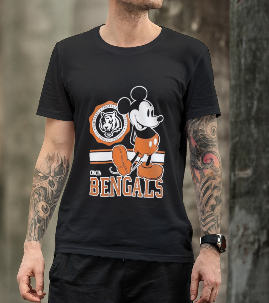 Mickey Mouse Cincinnati Bengals Football Tiger T-Shirt