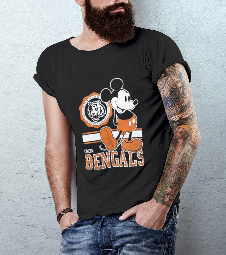 Mickey Mouse Cincinnati Bengals Football Tiger T-Shirt