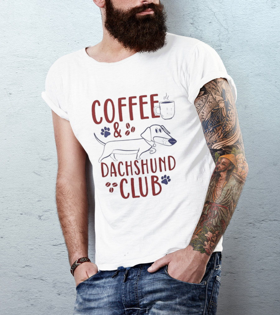 Coffee And Dachshund Club Paw Print Caffeine Espresso T-Shirt