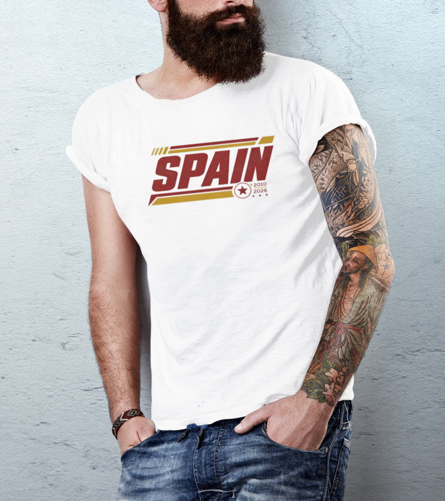 Spain 2010 2026 Sports Football Star T-Shirt