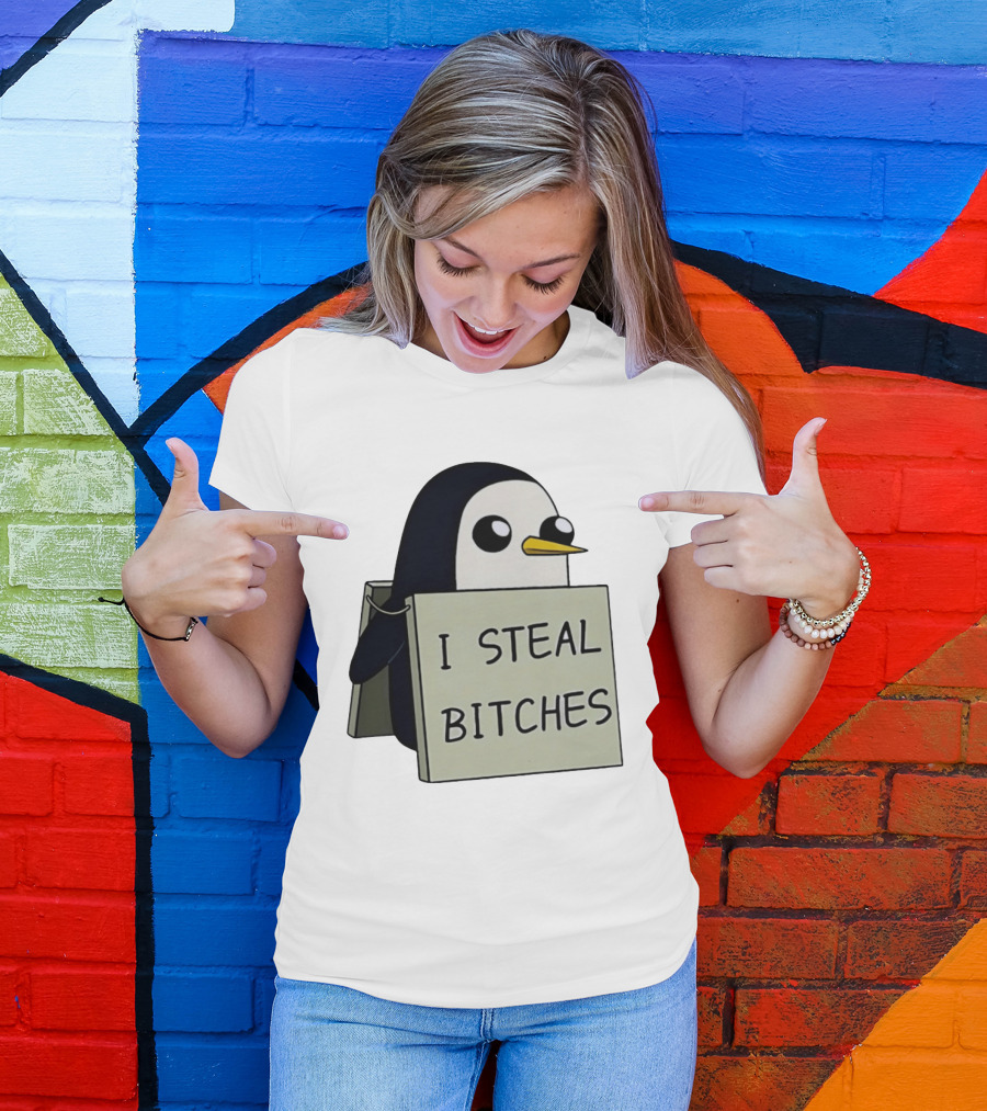 Gunter The Penguin I Steal Bitches Adventure Time Iconic Character Humor T-Shirt