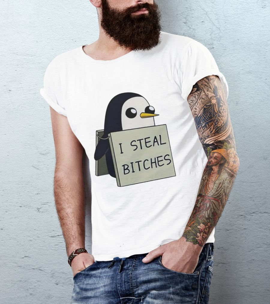 Gunter The Penguin I Steal Bitches Adventure Time Iconic Character Humor T-Shirt