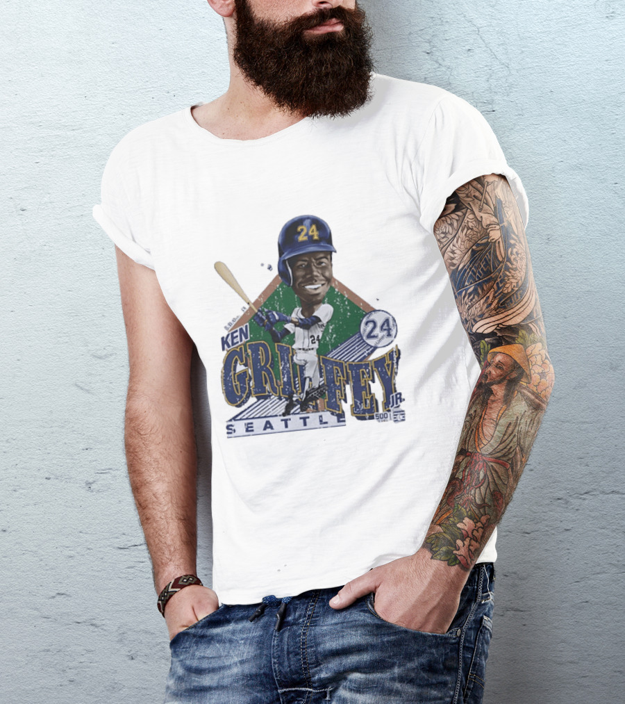 Ken Griffey Jr 24 Seattle Mariners 500 HR Club Distressed T-Shirt