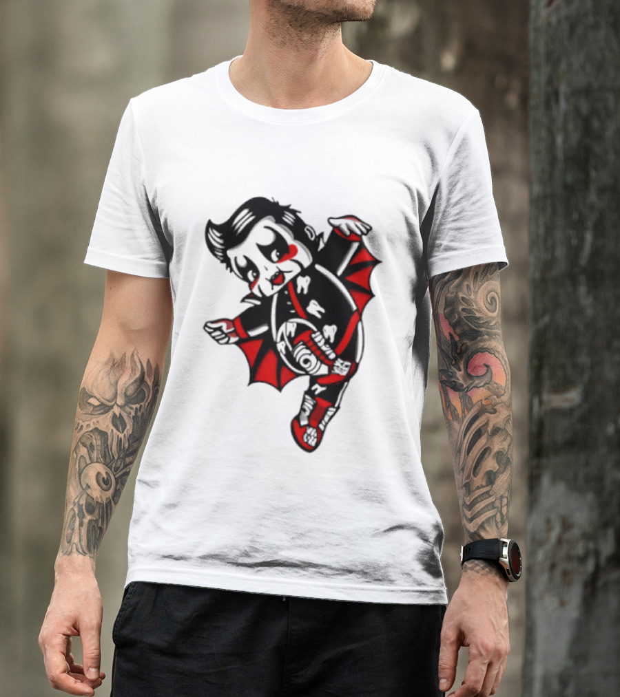 Little Vampire Kewpie Doll With Wings Teeth And Red Details T-Shirt