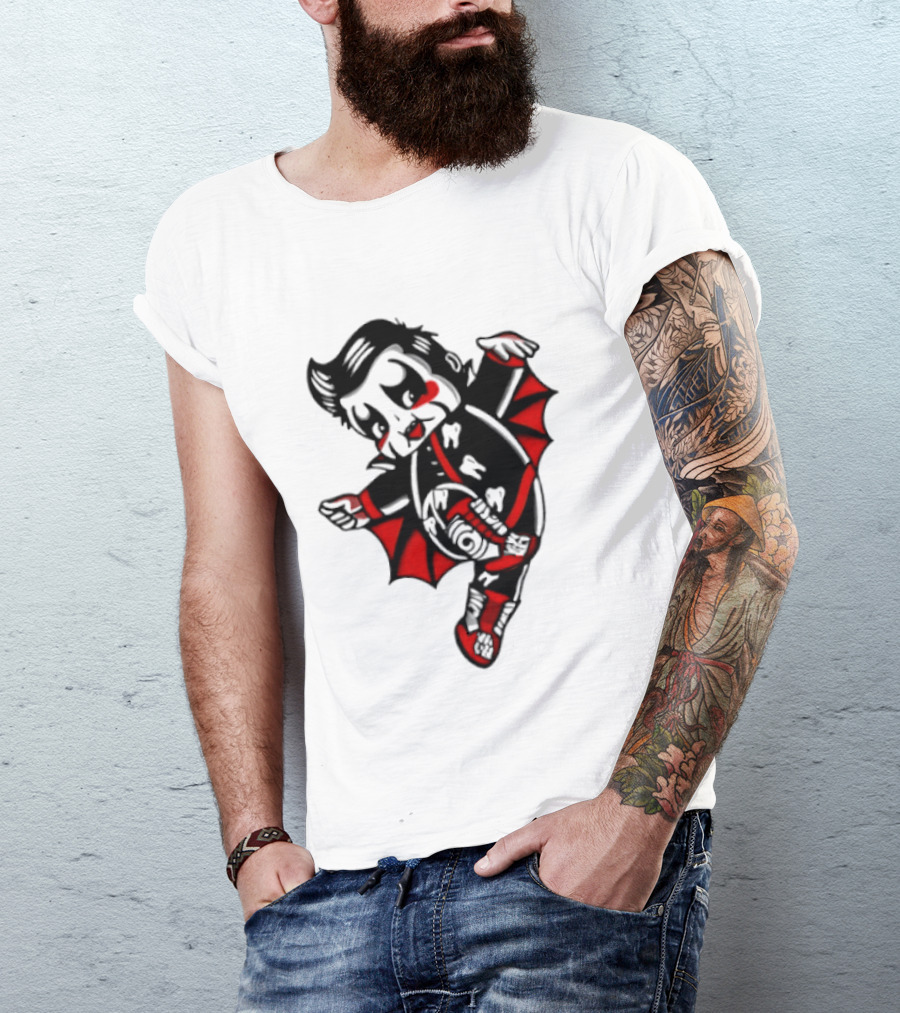 Little Vampire Kewpie Doll With Wings Teeth And Red Details T-Shirt