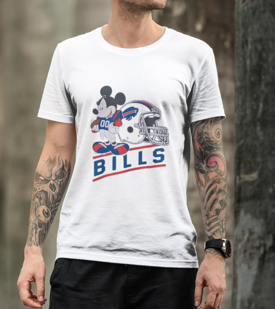 Mickey Mouse Buffalo Bills 00 Jersey Football Helmet T-Shirt