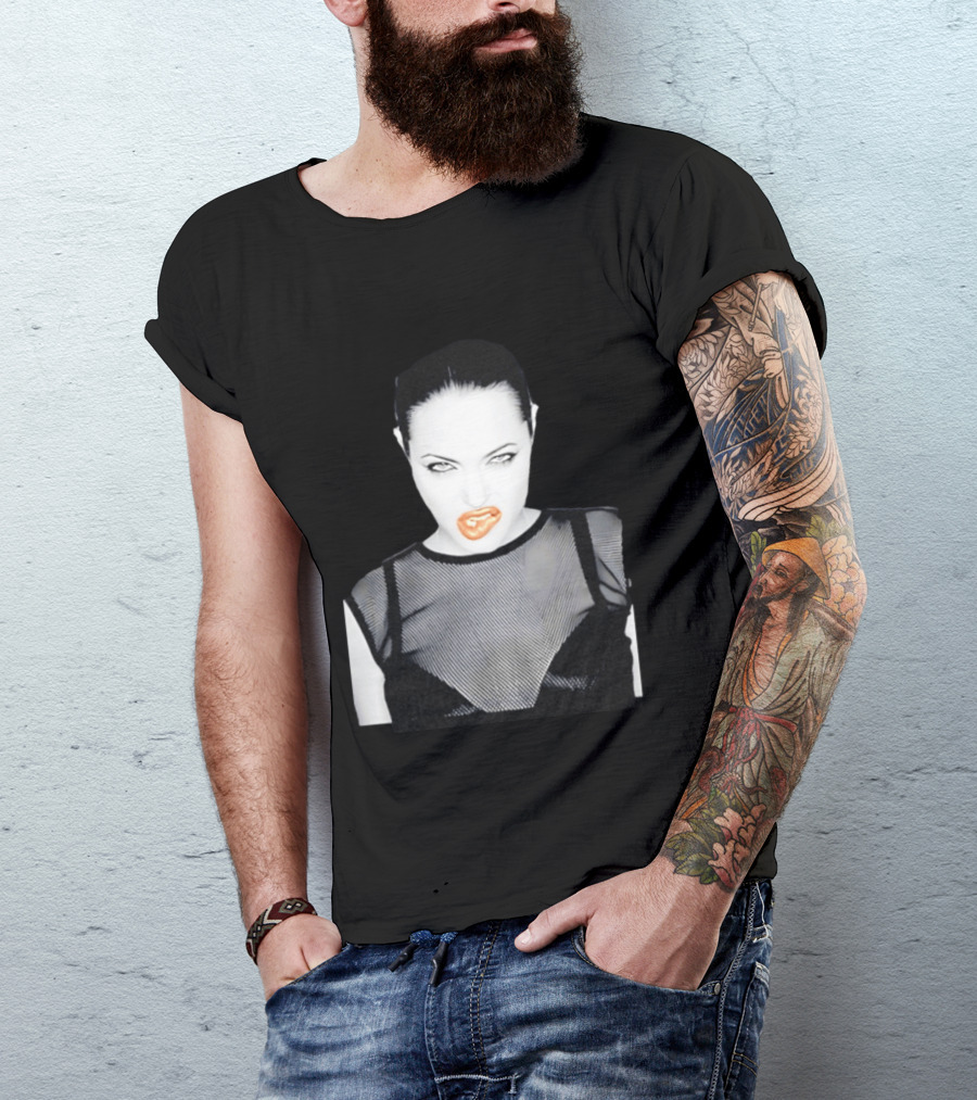 Angelina Jolie Black And White Pop Culture Fashion T-Shirt