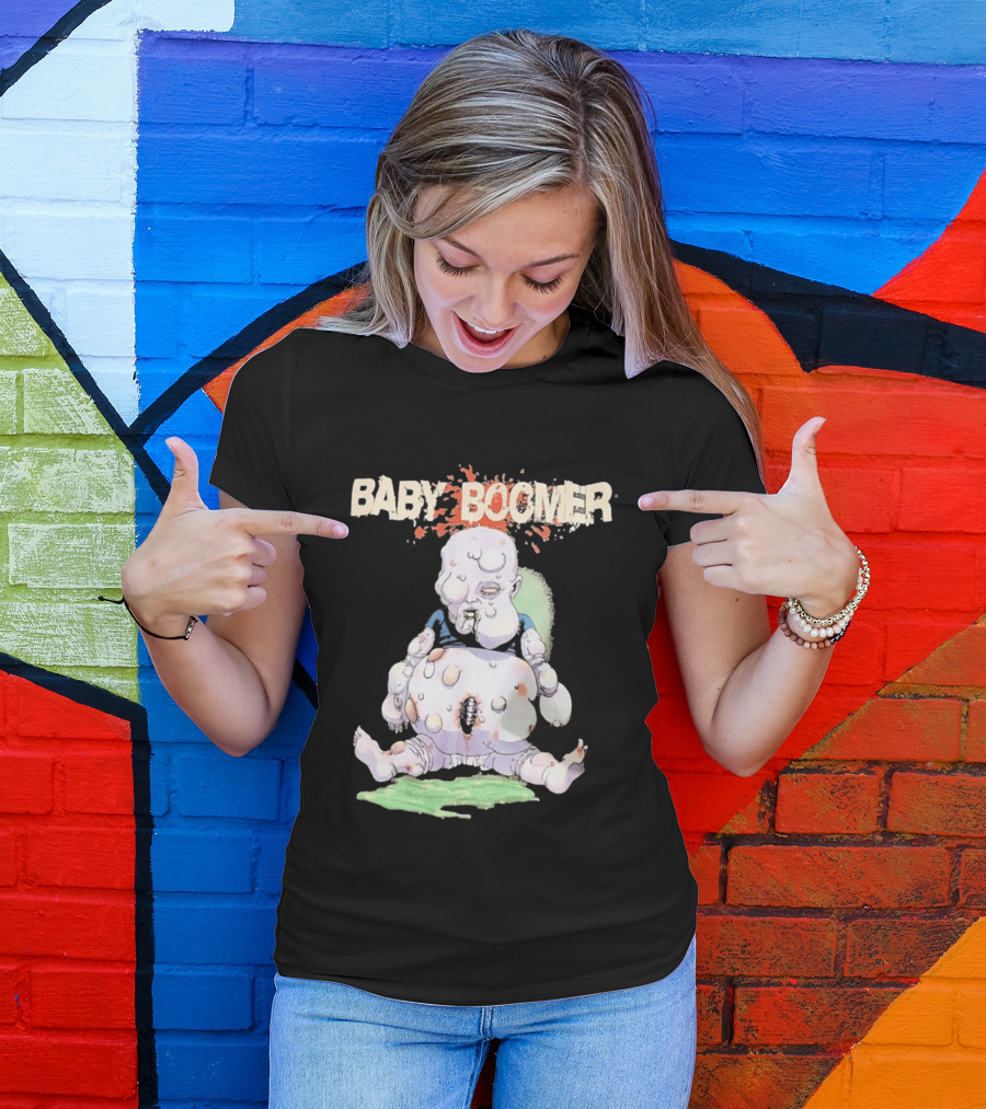 Baby Boomer Zombie Mutant Infant Horror Creepy Cartoon Character Rugged T-Shirt