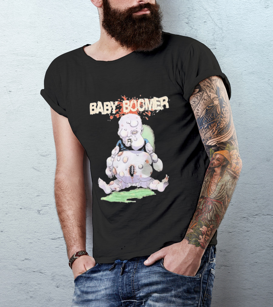 Baby Boomer Zombie Mutant Infant Horror Creepy Cartoon Character Rugged T-Shirt