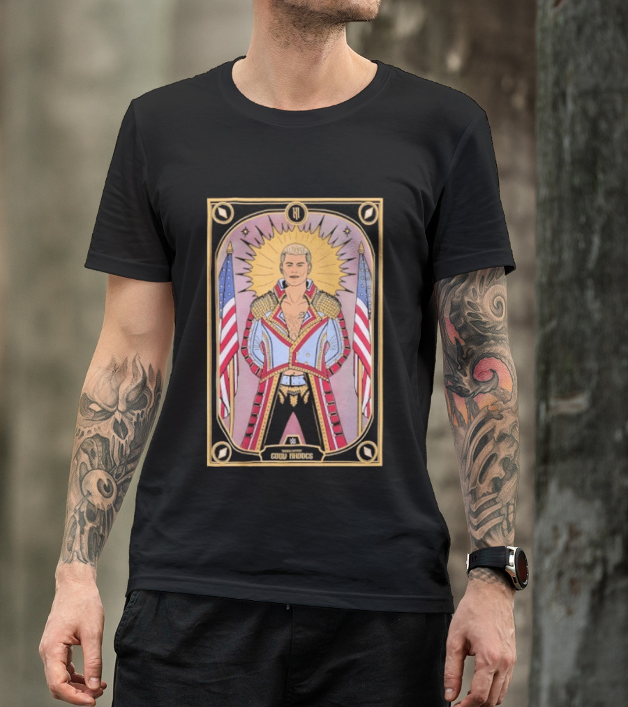 Cody Rhodes WWE Tarot Card With American Flags And Sunburst T-Shirt