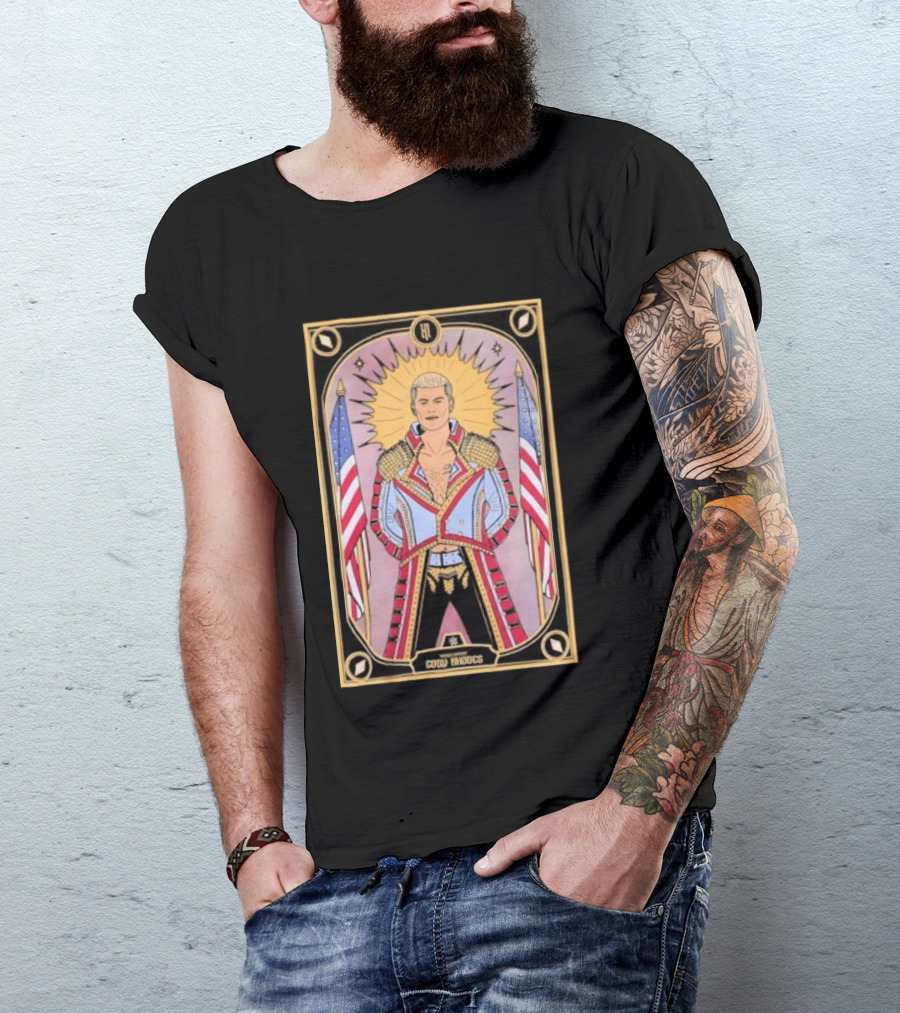 Cody Rhodes WWE Tarot Card With American Flags And Sunburst T-Shirt