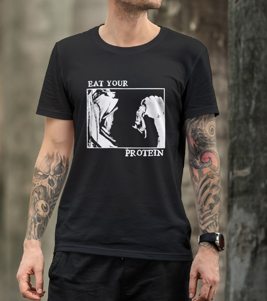 Eat Your Protein Beast Devouring Prey Fierce Motivation T-Shirt
