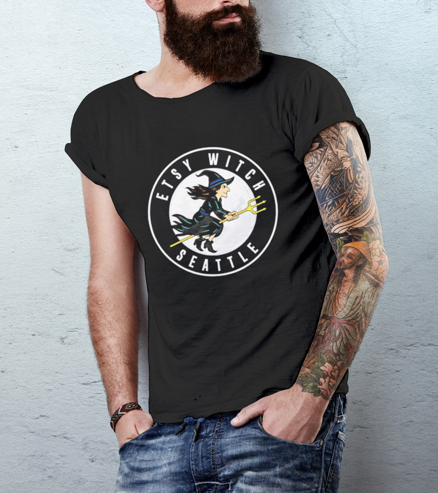 Etsy Witch Seattle Full Moon Trident Rider Fantasy T-Shirt