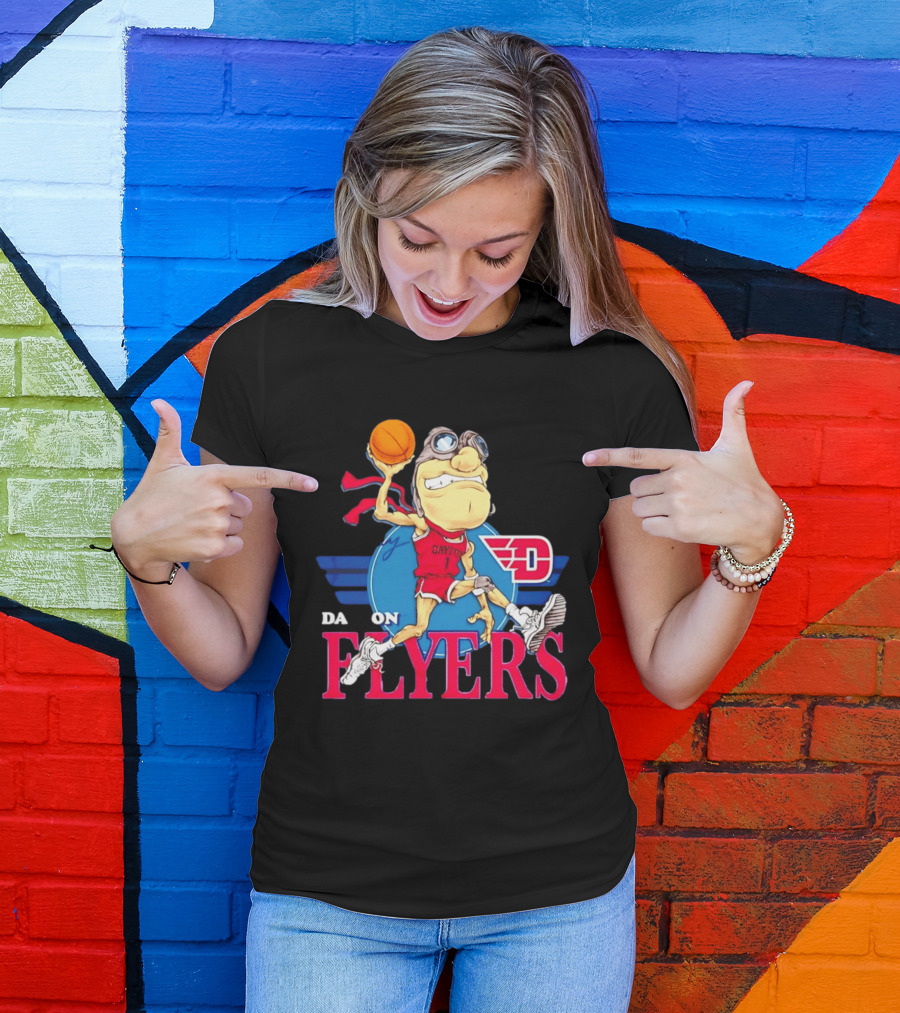 Dayton Flyers Rudy Dunking Basketball Cartoon T-Shirt
