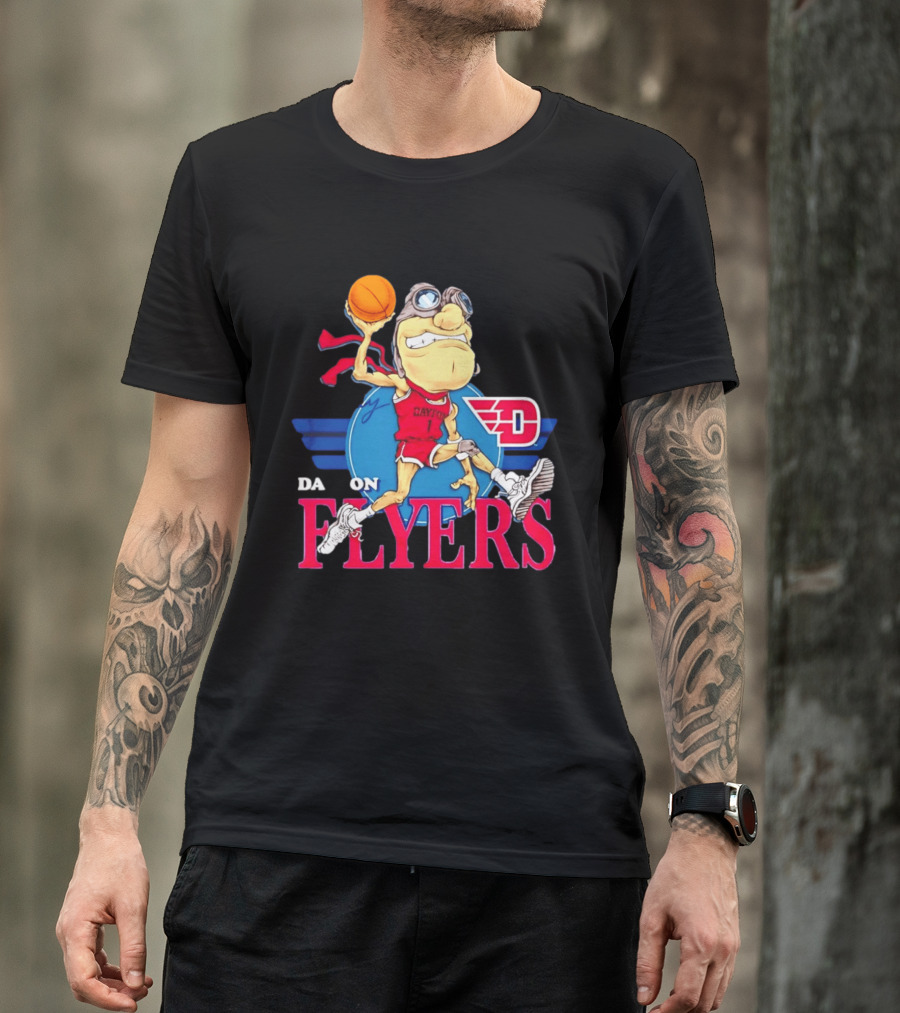 Dayton Flyers Rudy Dunking Basketball Cartoon T-Shirt