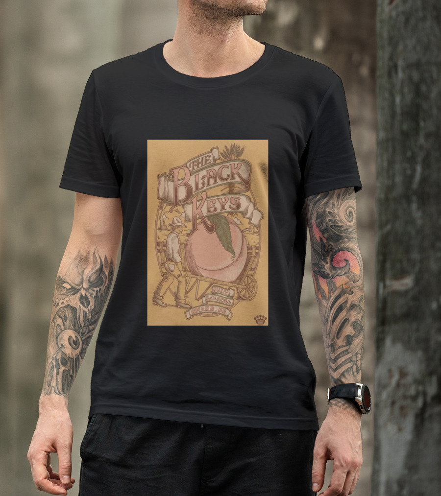 The Black Keys Omaha NE July 20 2026 Peach Cart Astro Amphitheater T-Shirt