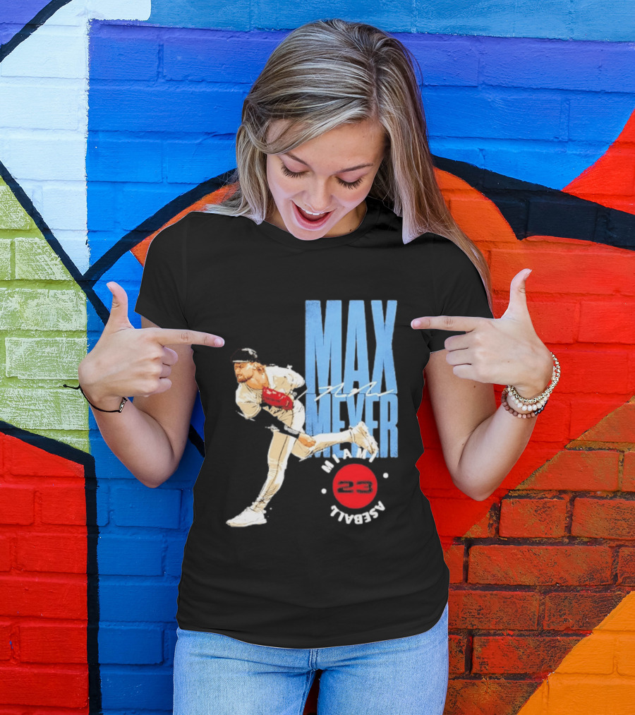 Max Meyer Miami Marlins Baseball 23 Stamp T-Shirt