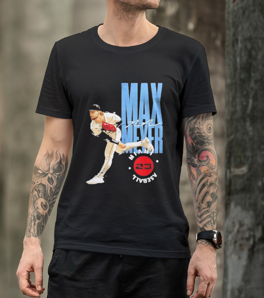 Max Meyer Miami Marlins Baseball 23 Stamp T-Shirt