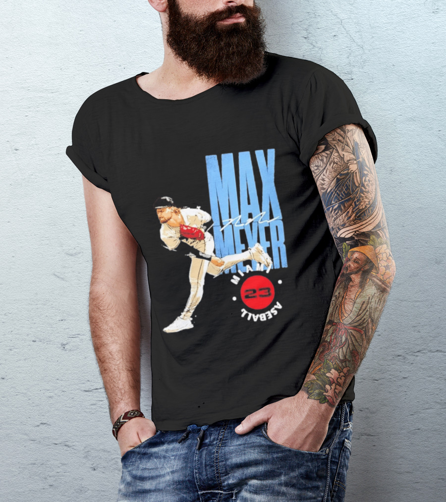 Max Meyer Miami Marlins Baseball 23 Stamp T-Shirt
