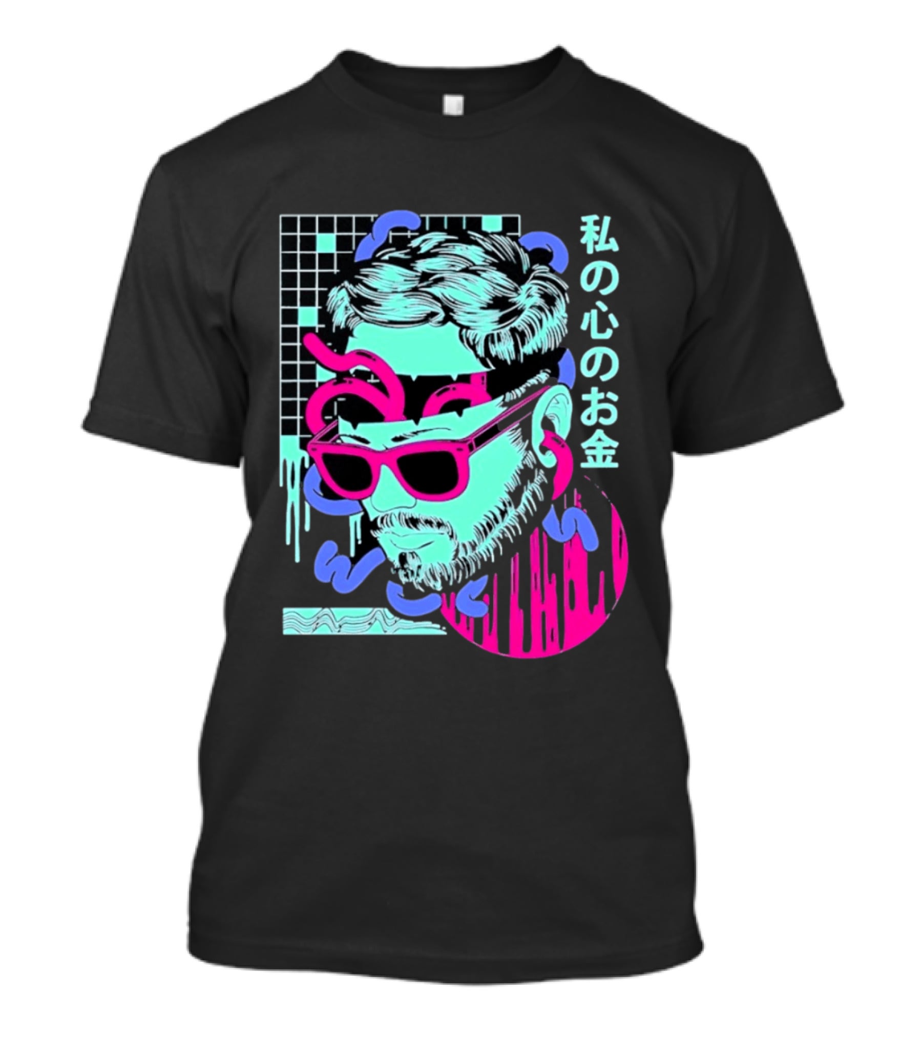 Vaporwave Aesthetic Japanese Cyberpunk Sunglasses Drip Grid T-Shirt