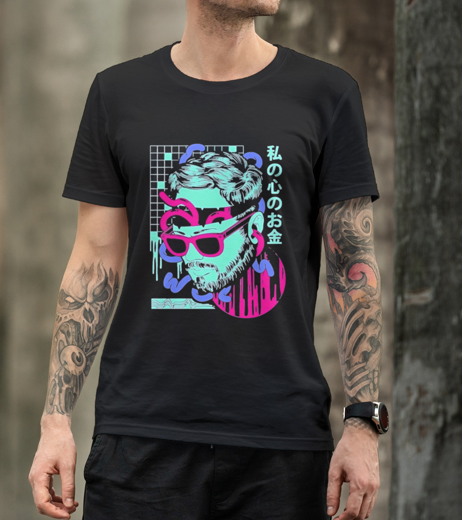Vaporwave Aesthetic Japanese Cyberpunk Sunglasses Drip Grid T-Shirt