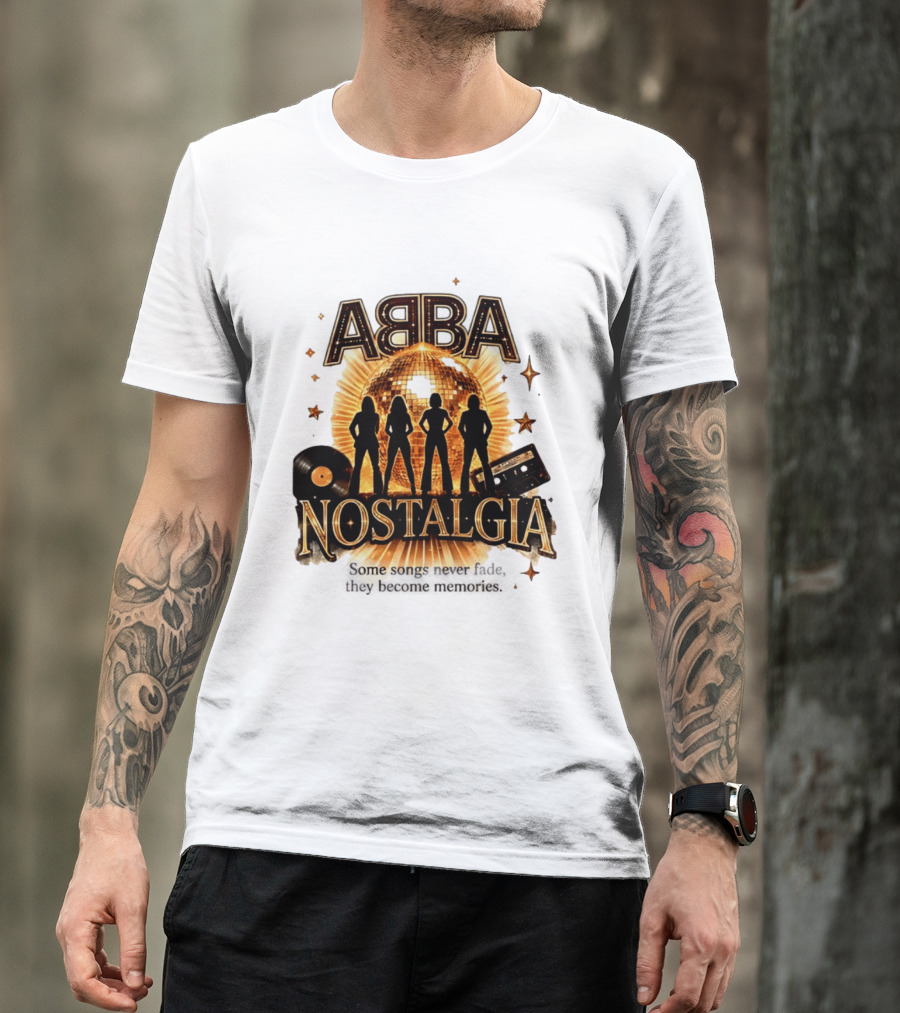 ABBA Nostalgia Some Songs Never Fade Memories Disco Vinyl Cassette T-Shirt