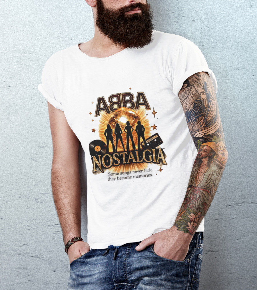 ABBA Nostalgia Some Songs Never Fade Memories Disco Vinyl Cassette T-Shirt